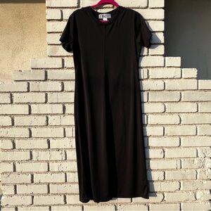 Vtg Norton Studio Seam Front Midi Dress in Black - Size Medium